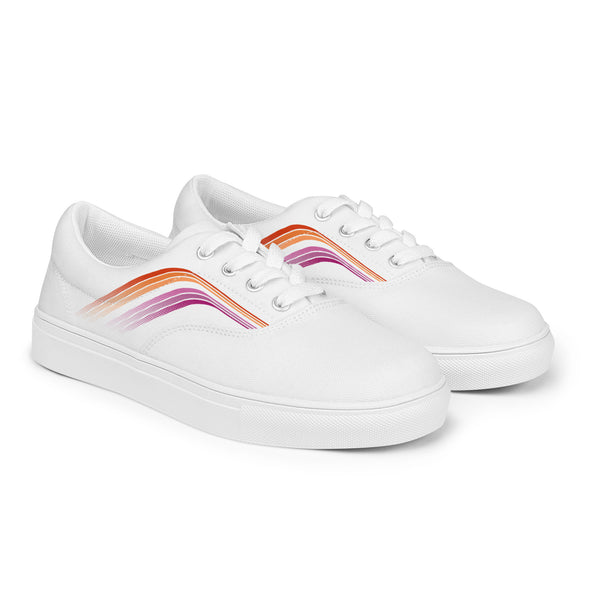 Trendy Lesbian Pride Colors White Lace-up Shoes - Women Sizes