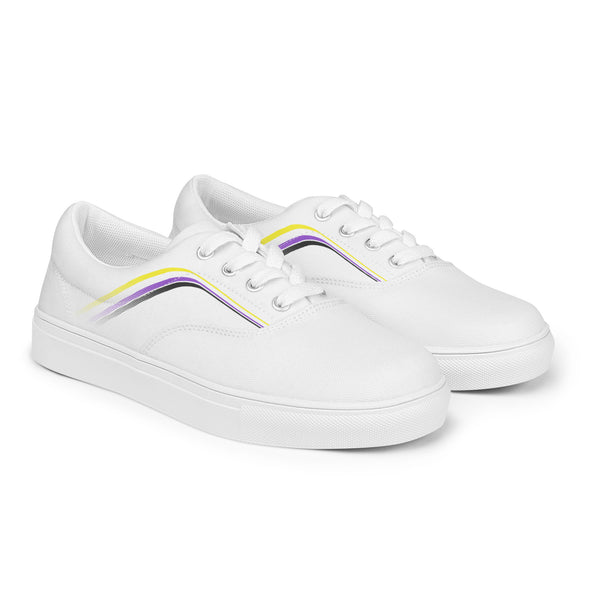 Trendy Non-Binary Pride Colors White Lace-up Shoes - Women Sizes