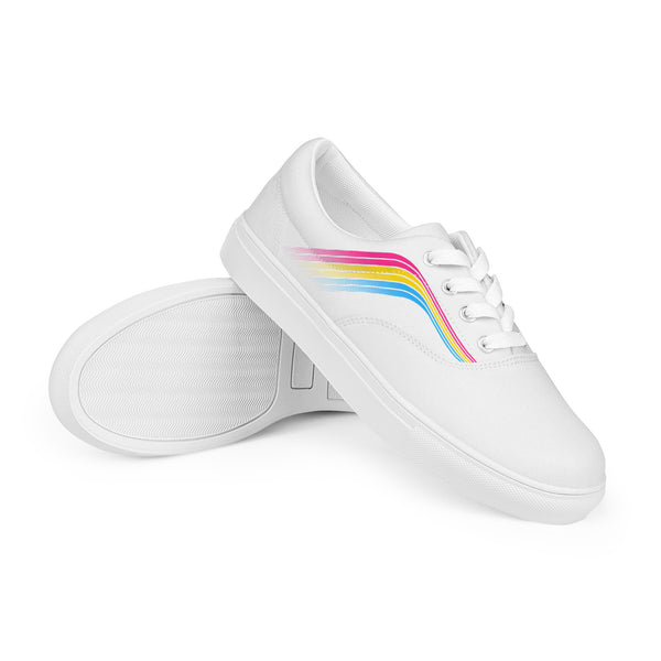 Trendy Pansexual Pride Colors White Lace-up Shoes - Women Sizes