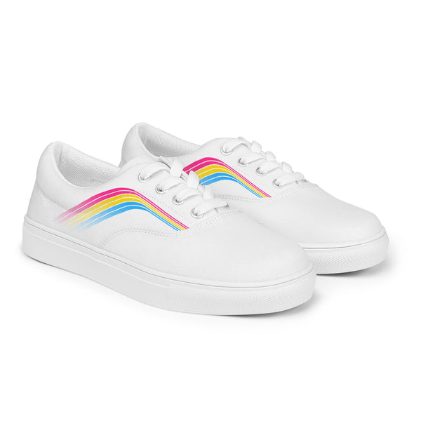 Trendy Pansexual Pride Colors White Lace-up Shoes - Women Sizes