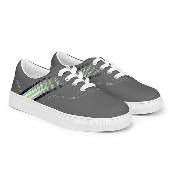 Agender Pride Colors Modern Gray Lace-up Shoes - Women Sizes