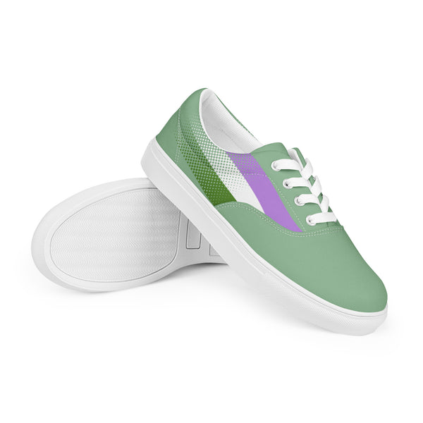 Genderqueer Pride Colors Original Green Lace-up Shoes - Women Sizes