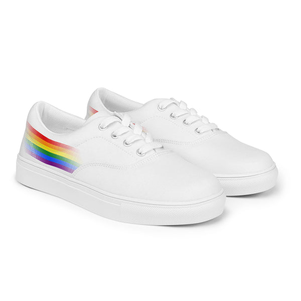 Casual Gay Pride Colors White Lace-up Shoes - Women Sizes