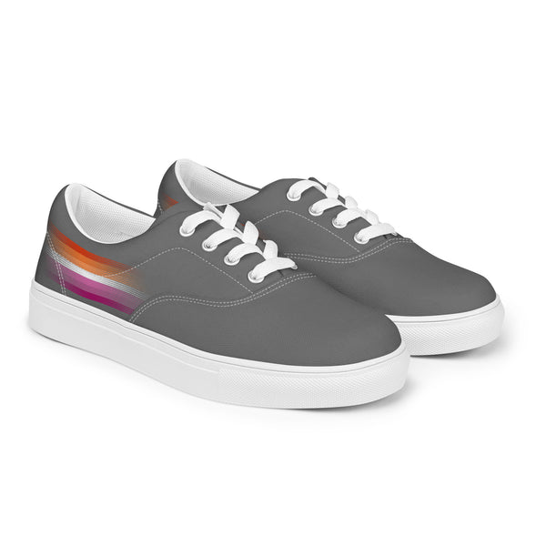Casual Lesbian Pride Colors Gray Lace-up Shoes - Women Sizes