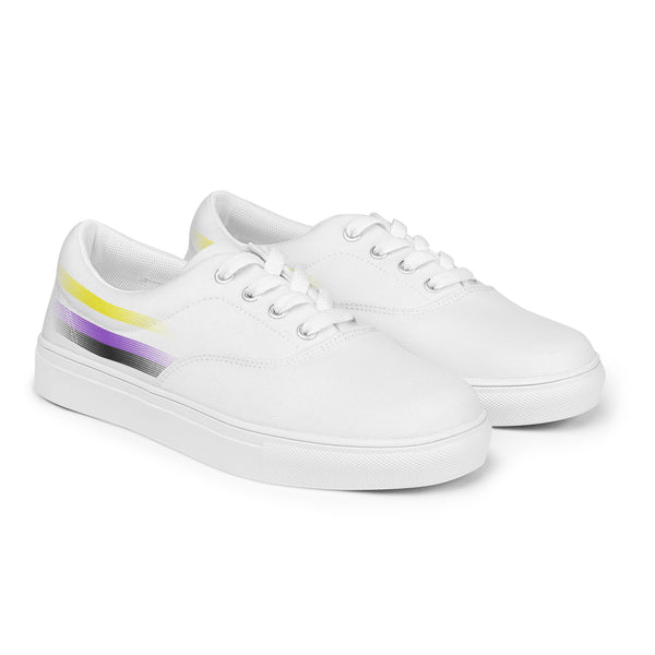 Casual Non-Binary Pride Colors White Lace-up Shoes - Women Sizes