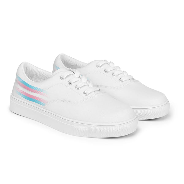 Casual Transgender Pride Colors White Lace-up Shoes - Women Sizes