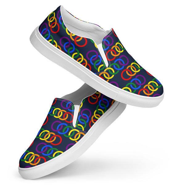 Gay Pride Classic Navy Slip-On Shoes