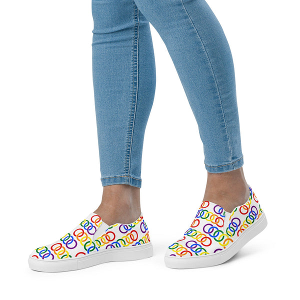 Gay Pride Classic White Slip-On Shoes