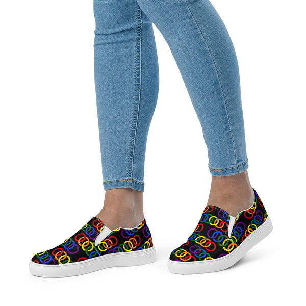 Gay Pride Classic Black Slip-On Shoes