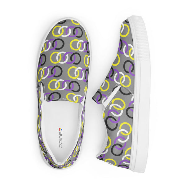 Non-Binary Pride Classic Gray Slip-On Shoes