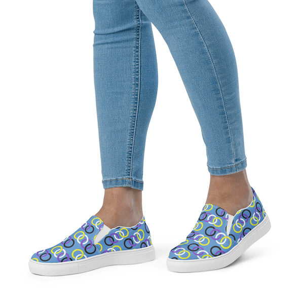 Non-Binary Pride Classic Blue Slip-On Shoes