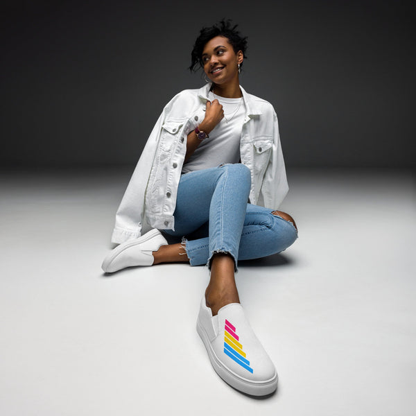 Pansexual Pride Modern White Slip-On Shoes