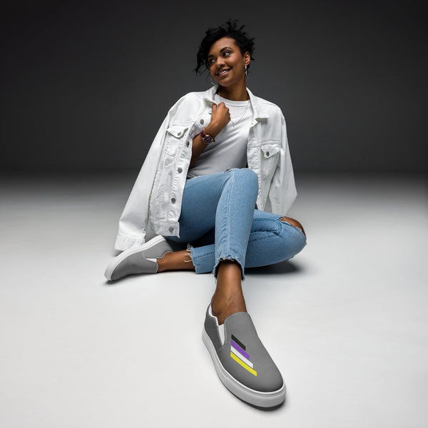 Non-Binary Pride Modern Gray Slip-On Shoes