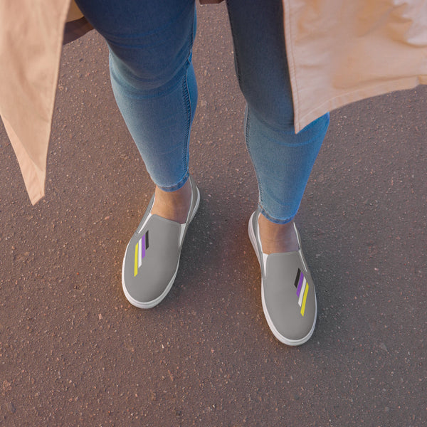 Non-Binary Pride Modern Gray Slip-On Shoes