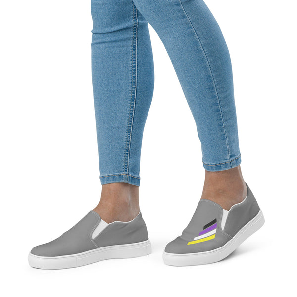 Non-Binary Pride Modern Gray Slip-On Shoes