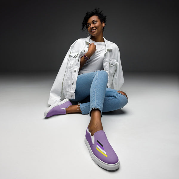 Non-Binary Pride Modern Purple Slip-On Shoes