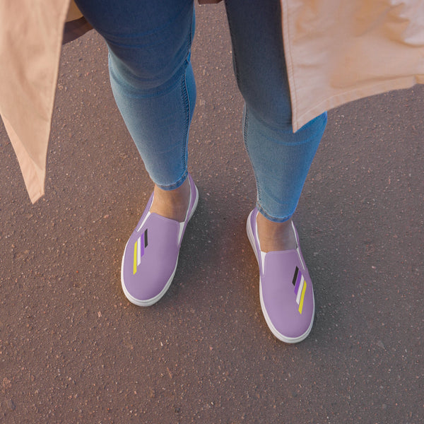 Non-Binary Pride Modern Purple Slip-On Shoes