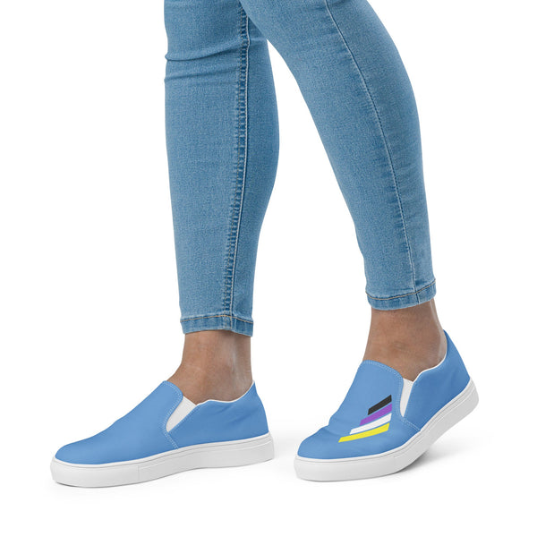 Non-Binary Pride Modern Blue Slip-On Shoes