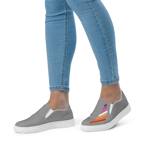 Lesbian Pride Modern Gray Slip-On Shoes