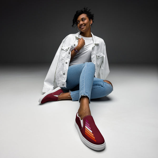 Lesbian Pride Modern Burgundy Slip-On Shoes