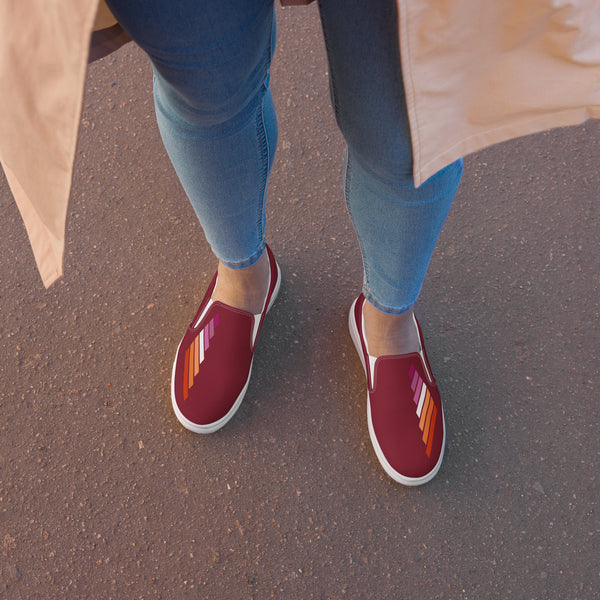 Lesbian Pride Modern Burgundy Slip-On Shoes