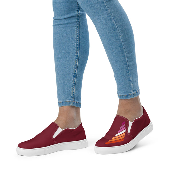 Lesbian Pride Modern Burgundy Slip-On Shoes