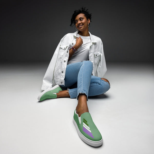 Genderqueer Pride Modern Green Slip-On Shoes