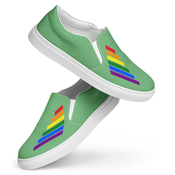 Gay Pride Modern Green Slip-On Shoes