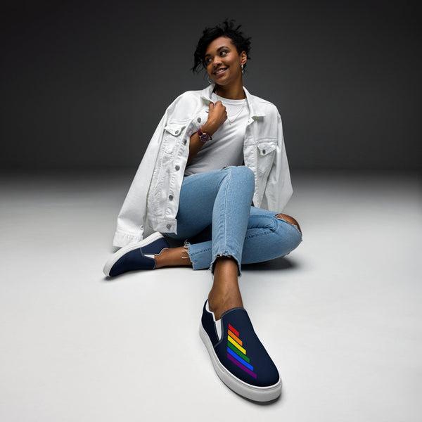 Gay Pride Modern Navy Slip-On Shoes