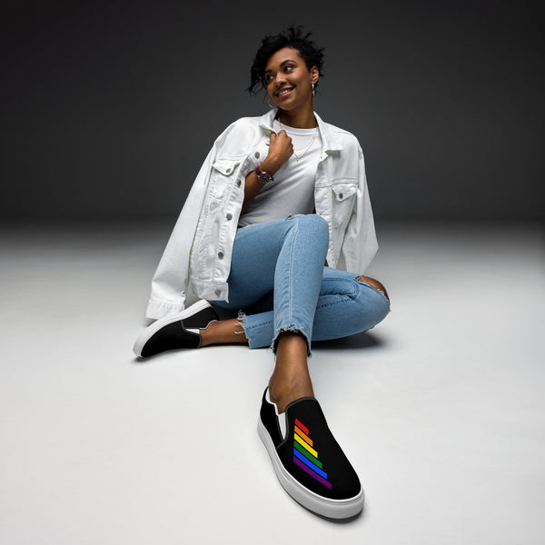 Gay Pride Modern Black Slip-On Shoes