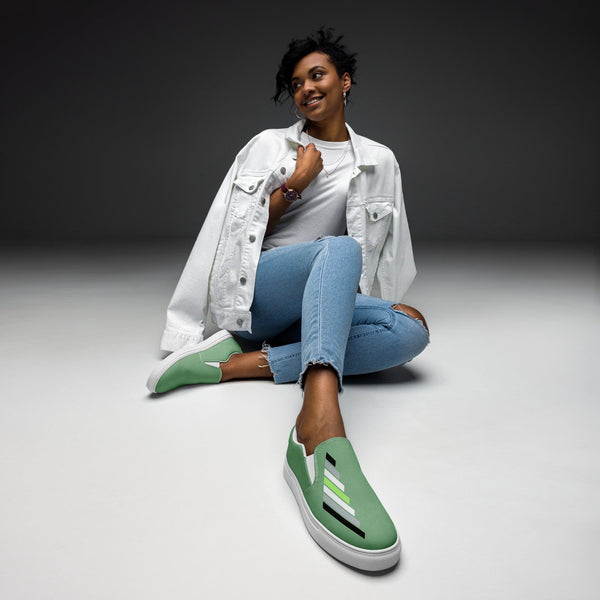 Agender Pride Modern Green Slip-On Shoes