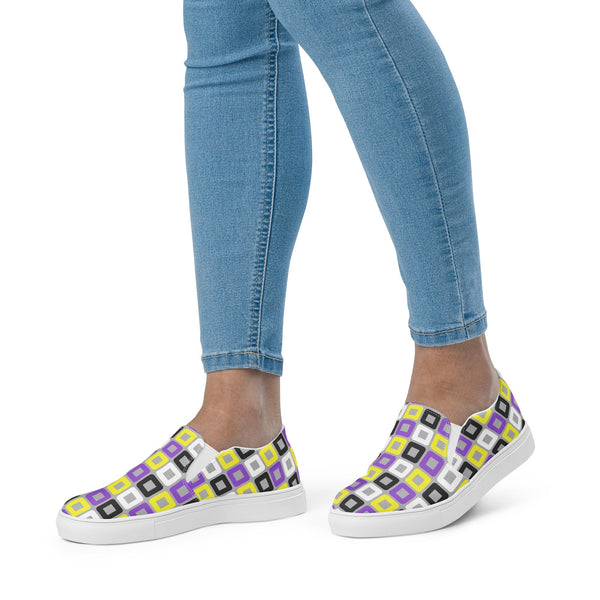 Non-Binary Pride Casual Gray Slip-On Shoes