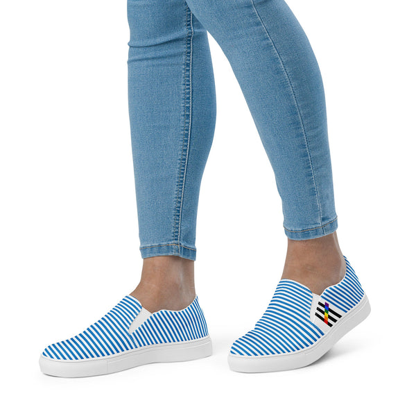 Pinstriped Ally Pride Blue Slip-On Shoes