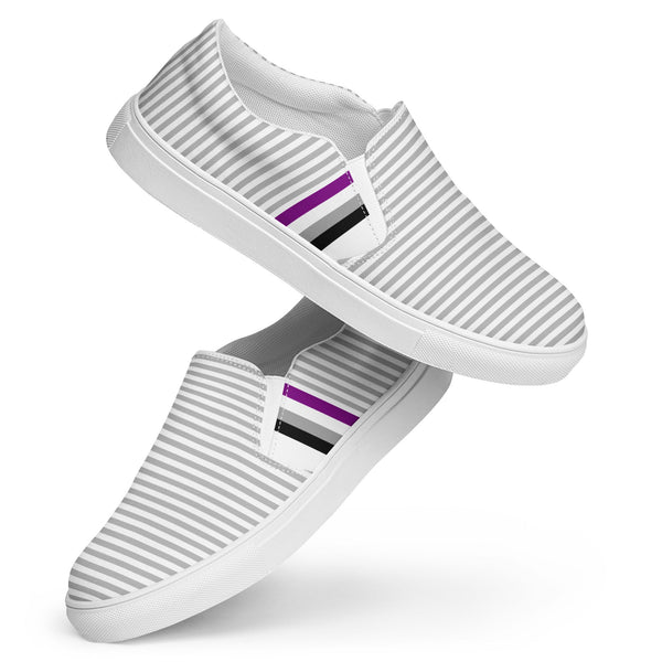 Pinstriped Asexual Pride Gray Slip-On Shoes