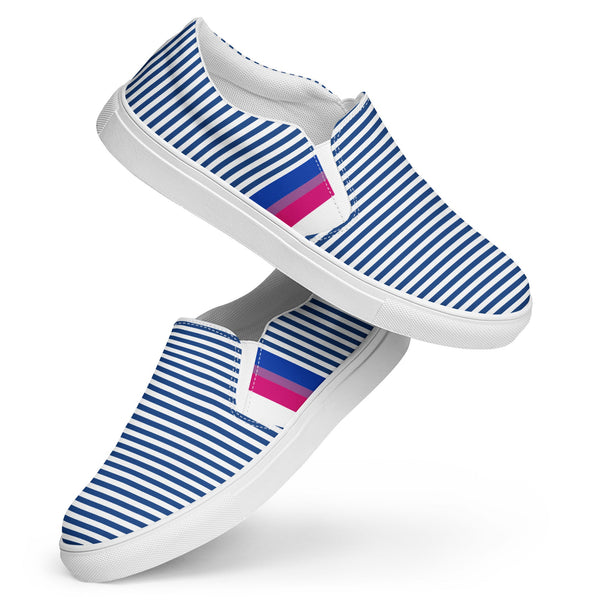 Pinstriped Bisexual Pride Blue Slip-On Shoes