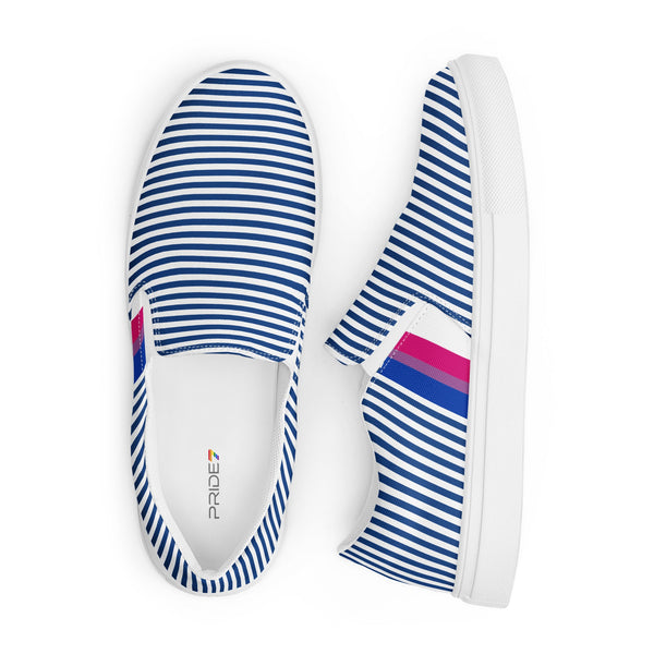 Pinstriped Bisexual Pride Blue Slip-On Shoes