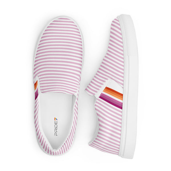 Pinstriped Lesbian Pride Pink Slip-On Shoes