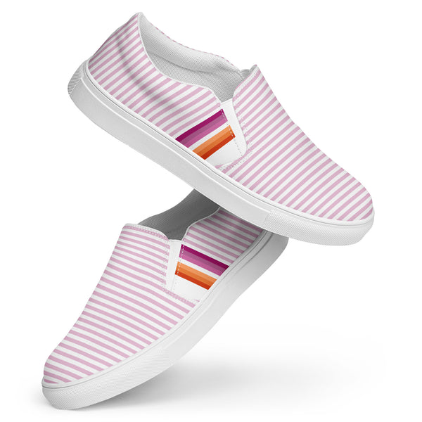 Pinstriped Lesbian Pride Pink Slip-On Shoes