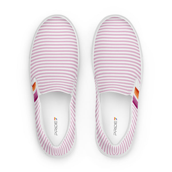 Pinstriped Lesbian Pride Pink Slip-On Shoes