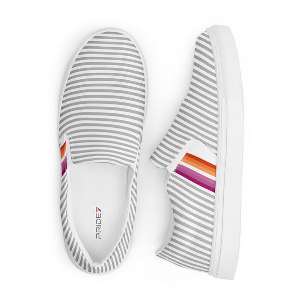 Pinstriped Lesbian Pride Gray Slip-On Shoes