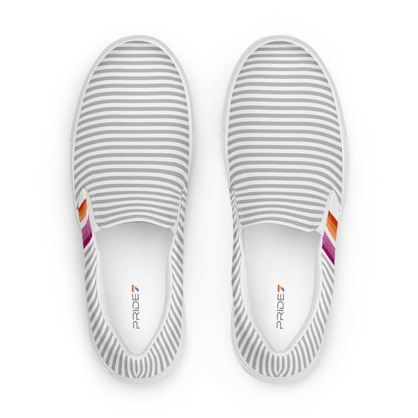 Pinstriped Lesbian Pride Gray Slip-On Shoes