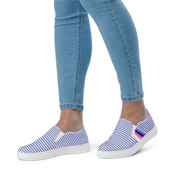 Pinstriped Omnisexual Pride Blue Slip-On Shoes