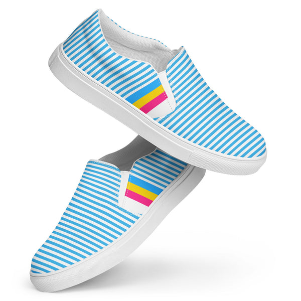 Pinstriped Pansexual Pride Blue Slip-On Shoes