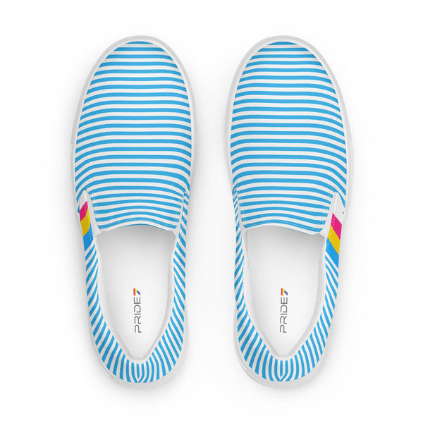 Pinstriped Pansexual Pride Blue Slip-On Shoes