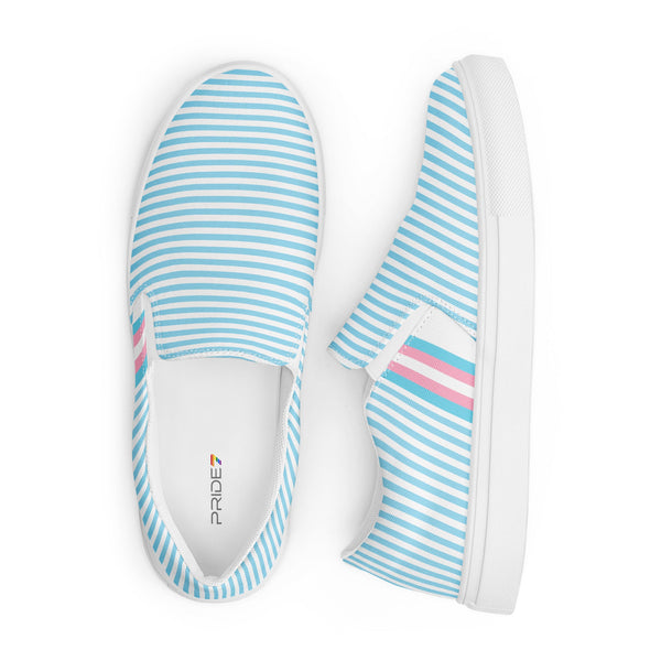 Pinstriped Transgender Pride Blue Slip-On Shoes