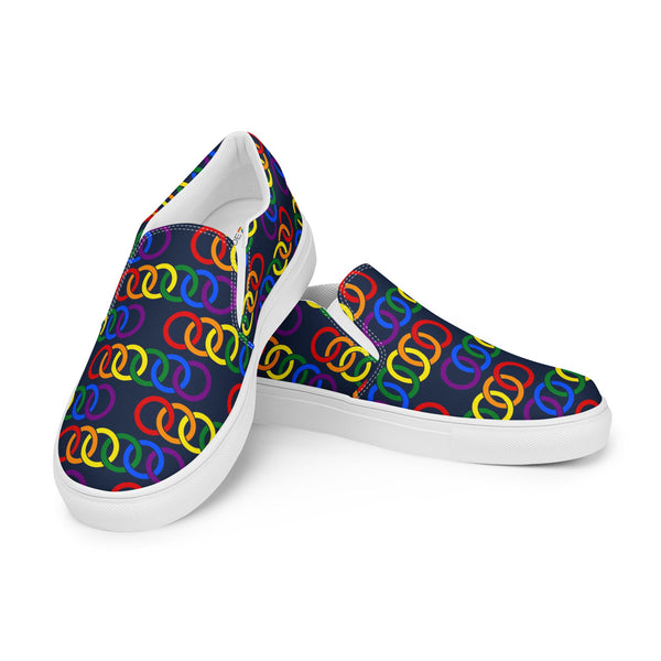 Gay Pride Classic Navy Slip-On Shoes