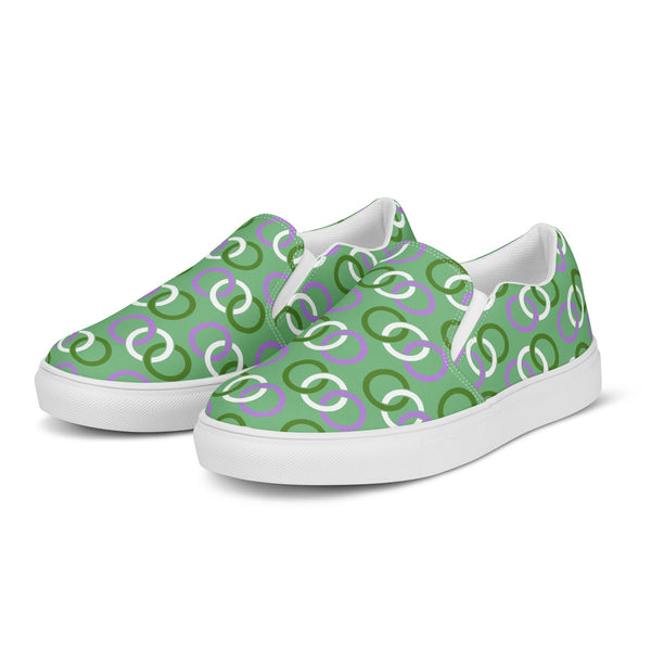 Genderqueer Pride Classic Green Slip-On Shoes