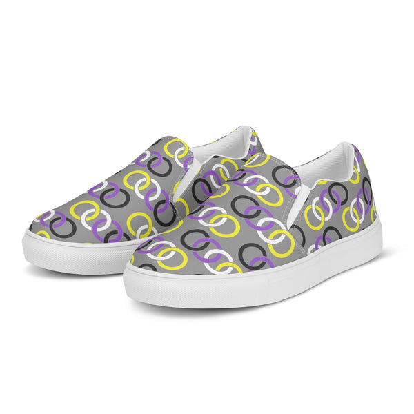 Non-Binary Pride Classic Gray Slip-On Shoes