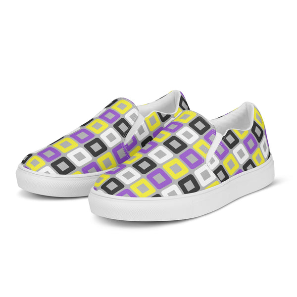 Non-Binary Pride Casual Gray Slip-On Shoes