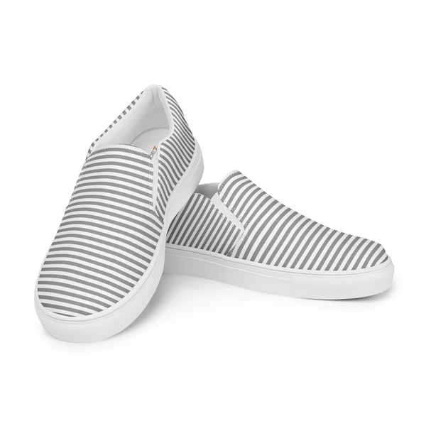 Pinstriped Aromantic Pride Gray Slip-On Shoes